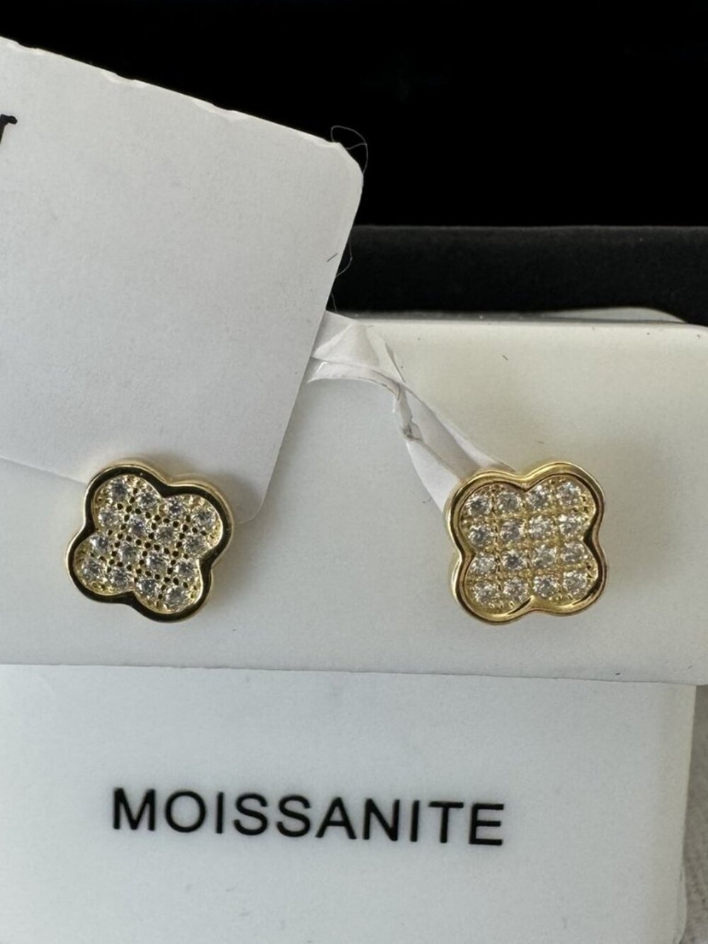 Clover Earrings Gold over 925 Sterling Silver 0.17 CTW Moissanite